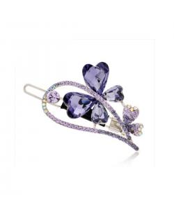 Prohouse Woman's Headwear Crystal  Hair Clip Hairpin Flourishing Hair Accessories Purple Style 3