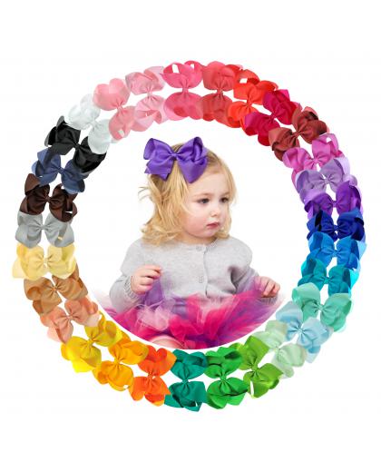 30 Pieces 6 inches Baby Girls Hair Bows Clips Boutique Grosgrain Ribbon Bow Pinwheel Barrettes For Babies Kids Toddlers 